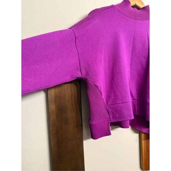 Converse Purple Long Sleeve Knit Cropped Logo Activewear Pullover Sweater Medium - Picture 3 of 6